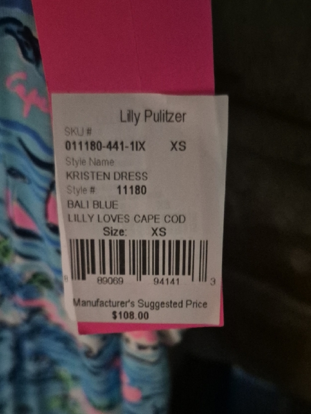 Lilly Pulitzer Sky Blue Nautical Print Midi Dress with Pink Accents - Picture 2 of 3